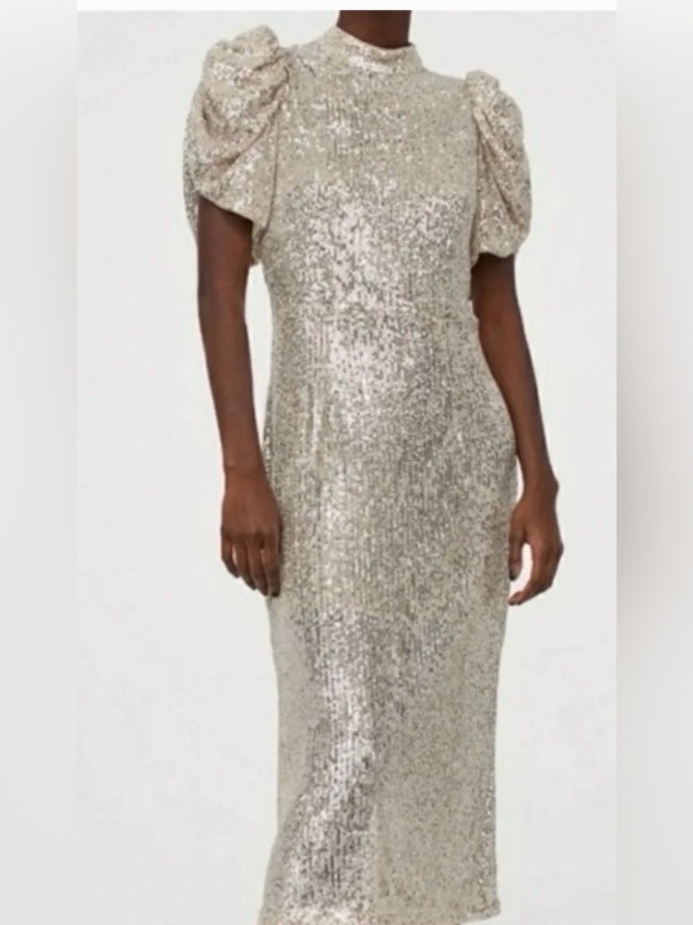 H&M Sequin Midi Dress in Champagne
